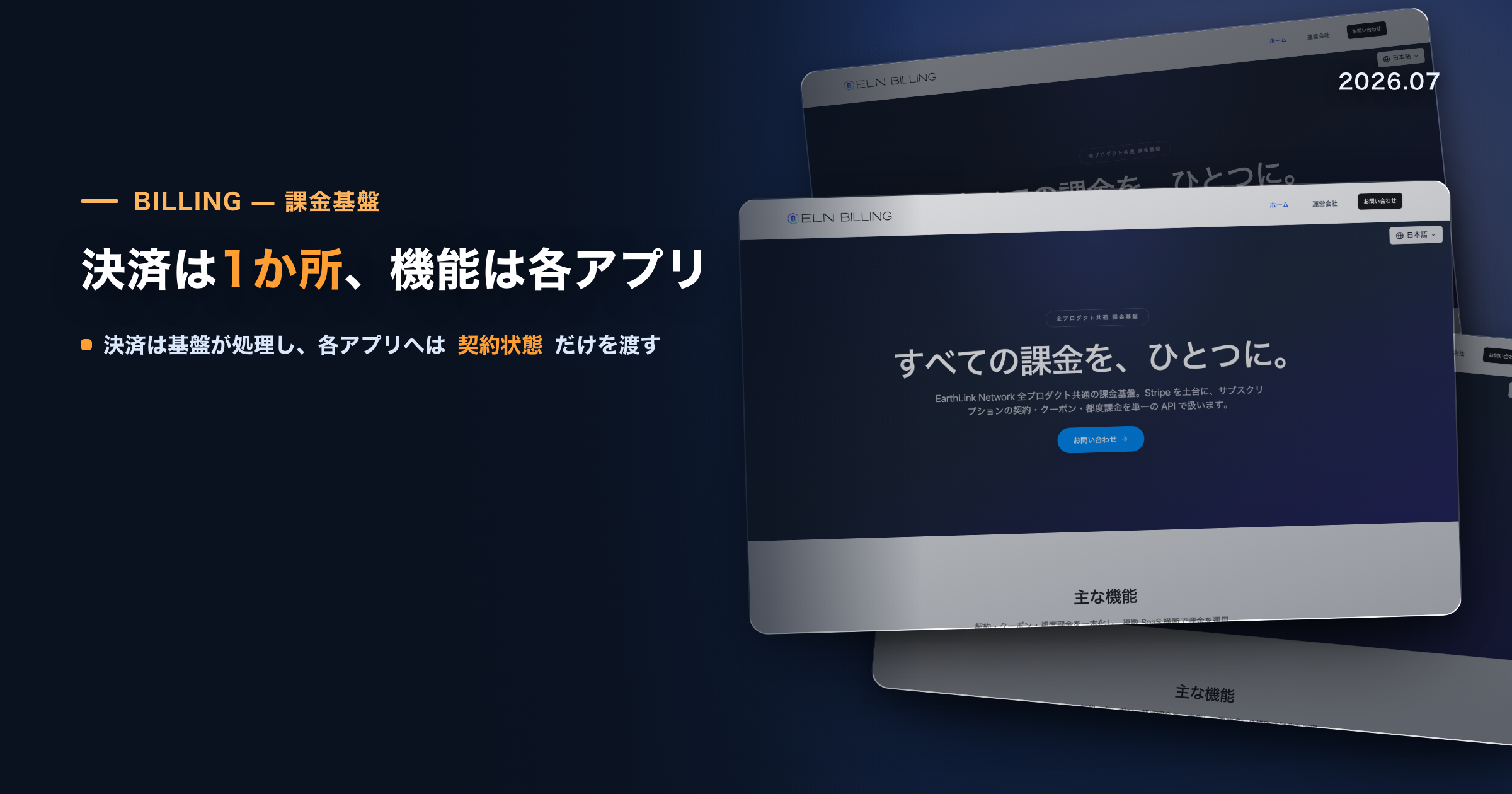 決済は1か所、機能は各アプリ — 複数SaaSの課金をまとめる ELN Billing