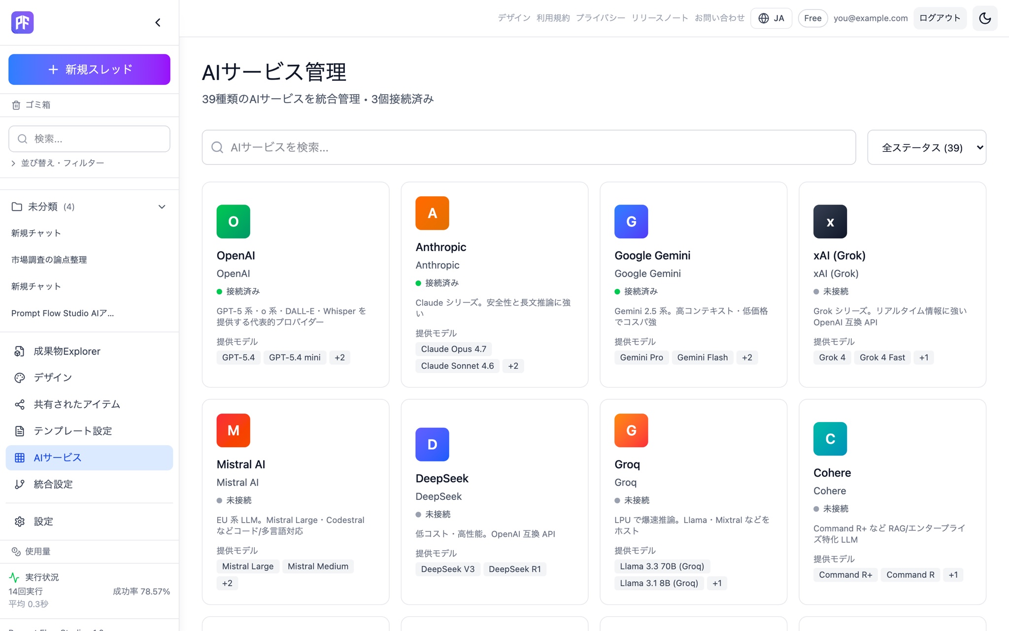39 種類の AI サービスを、ひとつの契約で。